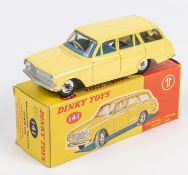 A Dinky Toys Vauxhall Victor estate car (141). In yellow with blue interior. Boxed, minor damage