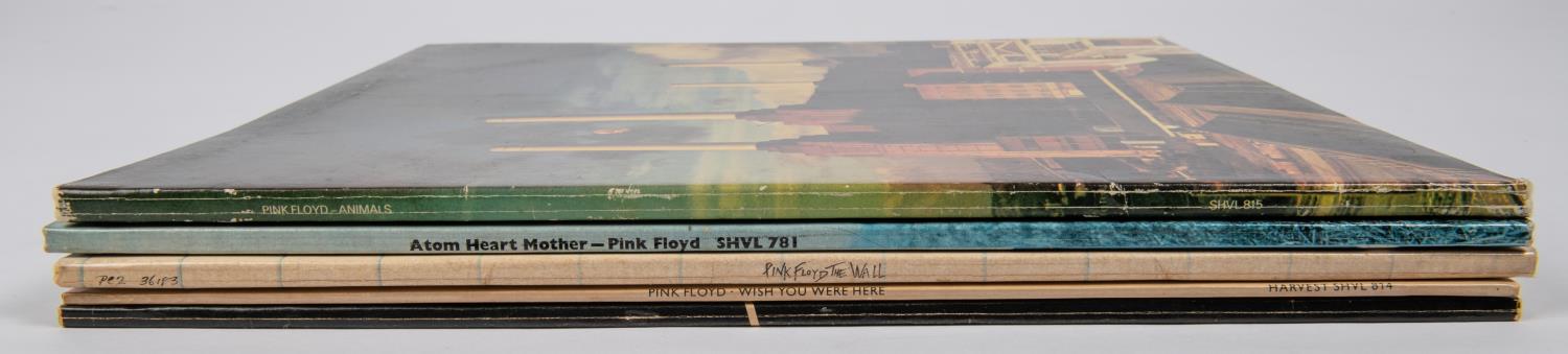 5x Pink Floyd LP record albums. Animals. Atom Heart Mother. The Wall. Wish You Were Here. Dark - Image 2 of 3