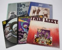 Eric Bell interest. 4x Thin Lizzy signed original release LP record albums. Rocker (1971-1974).