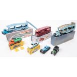 7 Dinky Toys. 2x Pullmore Car Transporter (982). Colour variations, one with a mid blue chassis