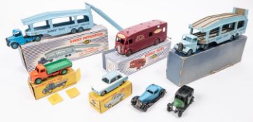 7 Dinky Toys. 2x Pullmore Car Transporter (982). Colour variations, one with a mid blue chassis