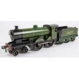 A Bassett Lowke O gauge clockwork Duke of York 4-4-0 tender locomotive. LMS 1927, in lined green