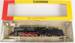 Fleischmann HO Steam Tender Locomotive 4814. A DB 2-8-2 in satin black and red 'Elberfeld 2810'.