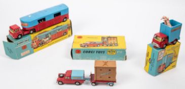 3 Corgi Chipperfields. Gift Set 19, Land Rover with Elephant and Cage on Trailer, complete. Circus