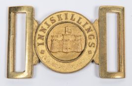 An OR's brass waist belt clasp of the Inniskilling Fusiliers, in un-issued condition. £30-40