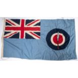 An RAF flag of stitched construction, 64" x 38", roundel with superimposed spear. GC £65-70