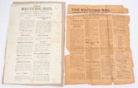 "The Mafeking Mail, Special Siege Edition, Issued Daily, Shells Permitting, Terms: One Shilling