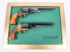 A 9mm Italian Colt Army type 6 shot blank cartridge revolver; and a similar Colt Navy type revolver,