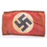 A Third Reich Party armband, red cloth with applied swastika on white circle logo. GC £65-70