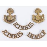 A near matching pair of pre 1900 OR's brass shoulder titles of the Royal Inniskilling Fusiliers,