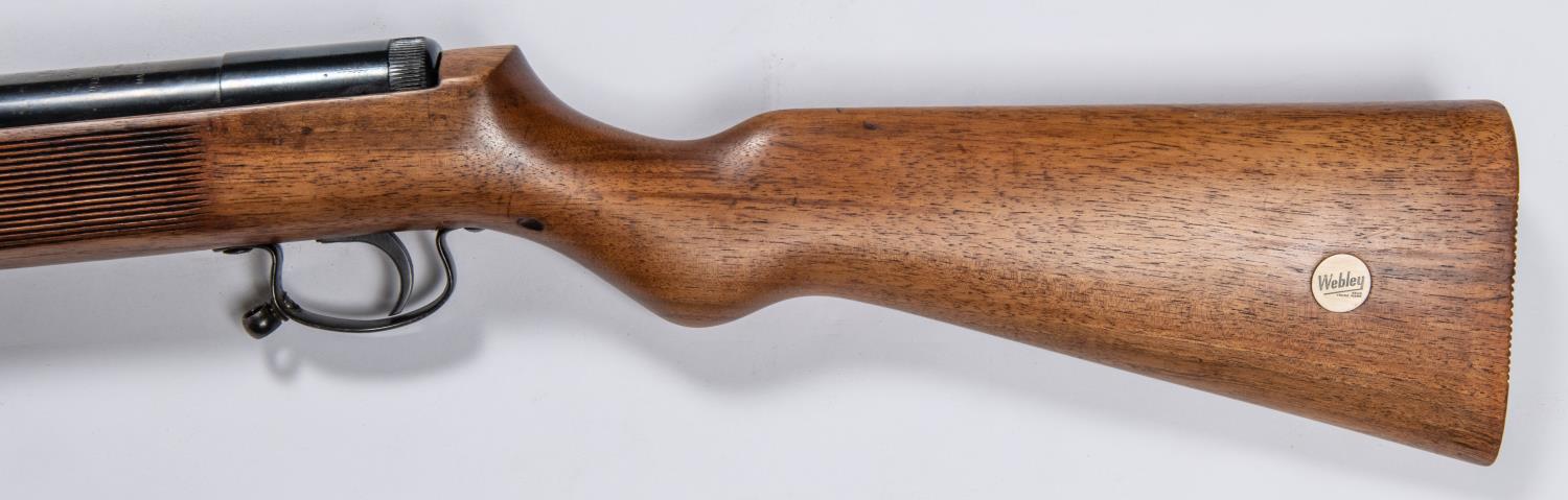 A .22" Webley Mark III series II underlever air rifle, number 4865, the walnut stock having ribbed - Image 2 of 3