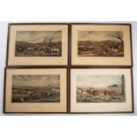 A set of 4 H Alken coloured hunting prints, framed, 26" x 20": "In Full Cry", "Getting Away Tally