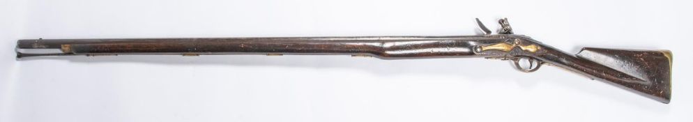 A 10 bore (.75") Long Land pattern "Brown Bess" flintlock musket, by T Ketland & Co, 62" overall,