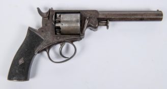 A 5 shot 80 bore double action percussion revolver, retailed by Rigby, London, 9” overall, barrel