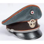 A good original Third Reich Police officer's SD cap, alloy eagle and wreath etc; alloy braid