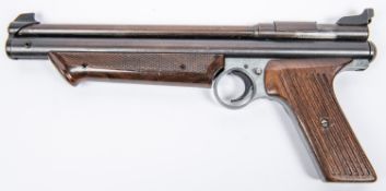 A .22" Crosman Medalist II Model 1300 pneumatic air pistol, c 1970-76, with plastic fore end and