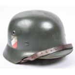 A Third Reich M1935 steel helmet, original paint finish, GC (left hand decal worn, slight wear to