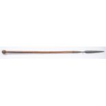 An African assegai, possibly Zulu or Matabele, 53" overall, iron blade 13", wire bound shank and