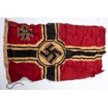 A Third Reich Kriegsmarine flag, of printed construction, 59" x 33", marked on edge 1940. GC £65-70