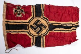 A Third Reich Kriegsmarine flag, of printed construction, 59" x 33", marked on edge 1940. GC £65-70