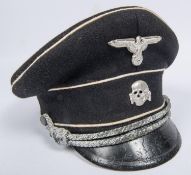 An extremely rare original Allgemeine SS officer's black SD cap, white piping, alloy eagle and skull