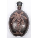 A Third Reich infantry water bottle, made of composition with "DRGM H.R.E. 42" etc, carved with a