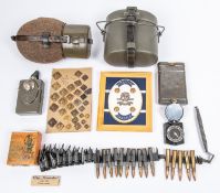 A WWII K98 cleaning kit in steel case; an original unopened German Army packet of "Boninger Jager