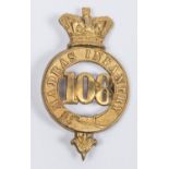 A pre 1881 brass glengarry badge of the 108th Madras Infantry Regiment. GC, (one lug re-