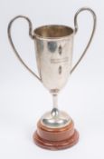 A Third Reich silver plated prize cup, engraved with Hitler Youth badges and on one side "Herrn