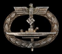 A Third Reich U-Boat breast badge, alloy with traces of gilt wash. GC £65-70