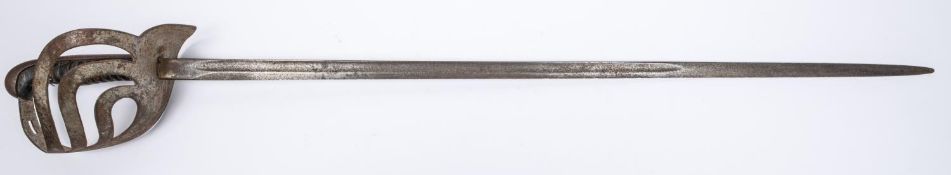 A WWII period Italian officer's sword, blade 33½", steel triple bar hilt with leather covered