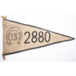 A Third Reich U Boat pennant Netzleger, 28" x 15", on coarse material with printed design of