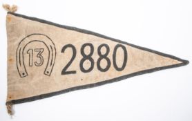 A Third Reich U Boat pennant Netzleger, 28" x 15", on coarse material with printed design of
