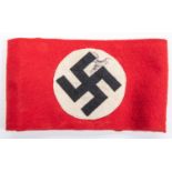 A Third Reich NSDAP arm band with applied swastika motif. GC £150-200