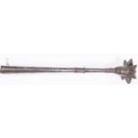 A heavy mediaeval style "morning star" mace, fabricated steel shaft, cast head. GC £50-60