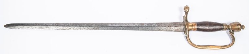 A Georgian infantry officer's sword of 1796 type, shell guard removed, blade shortened to 19",