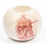 A "Gentleman in Khaki" Boer War pottery ink well, "The Absent Minded Beggar" poem printed on the