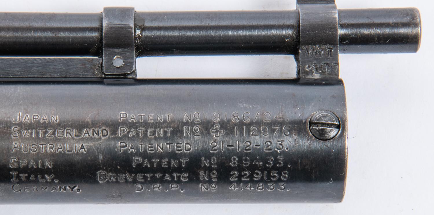 A .177" Webley Mark I air pistol, number 29691 (1928), with full patent dates on both sides of the - Image 3 of 8