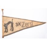 A Third Reich U-Boat pennant, with printed design of "1450 French Flag, Sinking Ship" etc; also