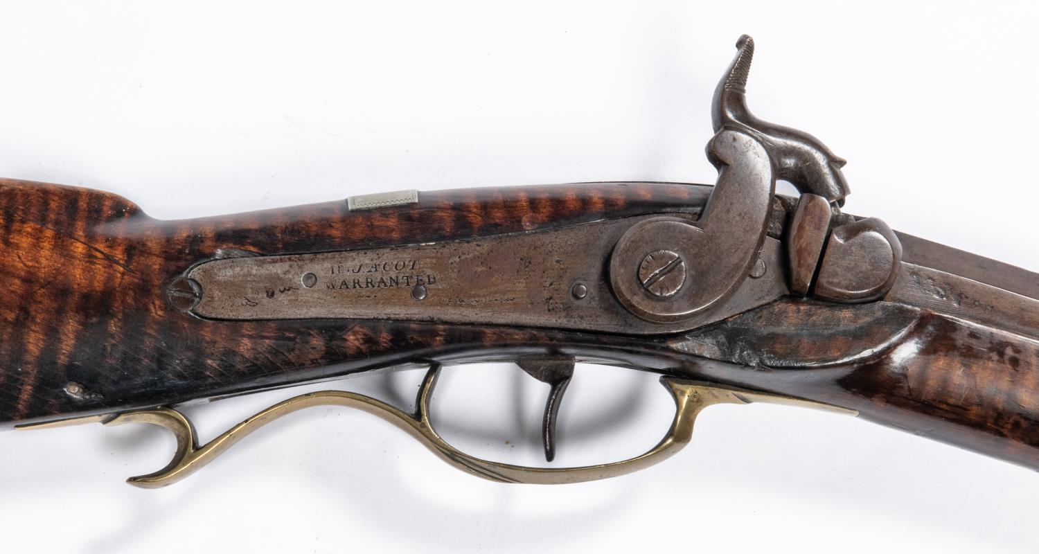 An American mid 19th century .38 percussion plains rifle, 37½" overall, heavy octagonal barrel 22" - Image 5 of 6