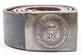 A Third Reich German infantry ORs leather waist belt with steel buckle. GC £70-80