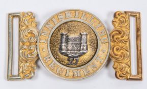 A composite pre 1881 officer's waist belt clasp of the 27th (Inniskilling) Regiment. Generally GC (