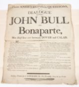 Napoleonic Wars broadsheet: "Plain Answers to Plain Questions in a Dialogue between John Bull and
