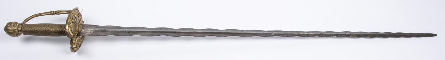 A good English officer's broadsword, c 1680, flamboyant blade 32½" of hollow ground diamond section, - Image 4 of 14