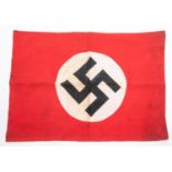 A Third Reich flag, 21" x 15" applied swastika panel. GC £30-40