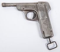 A .177" German Diana tin plate air pistol, ribbed butt with huntress trade mark, the detachable