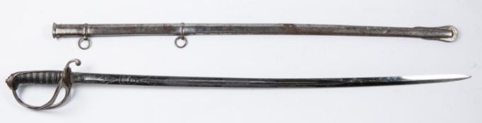 A Victorian light pattern Royal Artillery officer's sword, blade 32" etched with flaming grenade,