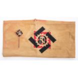A Third Reich Teno armband with woven logo, together with enamelled Teno stickpin. GC £65-70