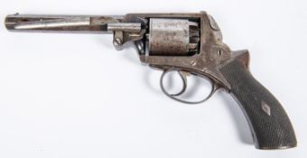 A 5 shot 54 bore Robert Adams self cocking wedge frame percussion revolver, barrel 6" with B'ham