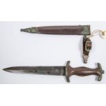 A Third Reich SA Man's dagger, in its original scabbard. GC (handle distressed, mounts corroded). £